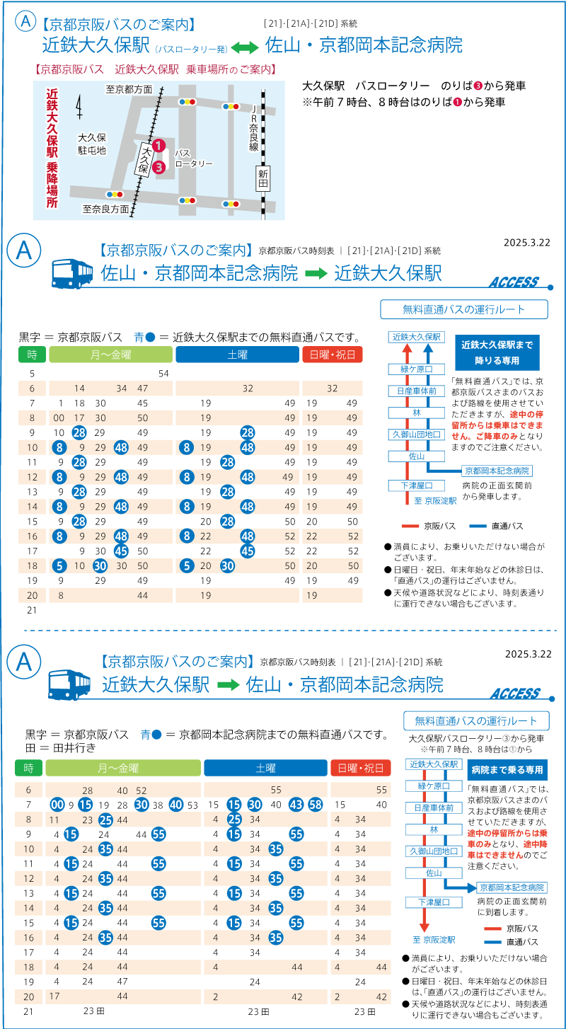 A系統　佐山・京都岡本記念病院から近鉄大久保駅