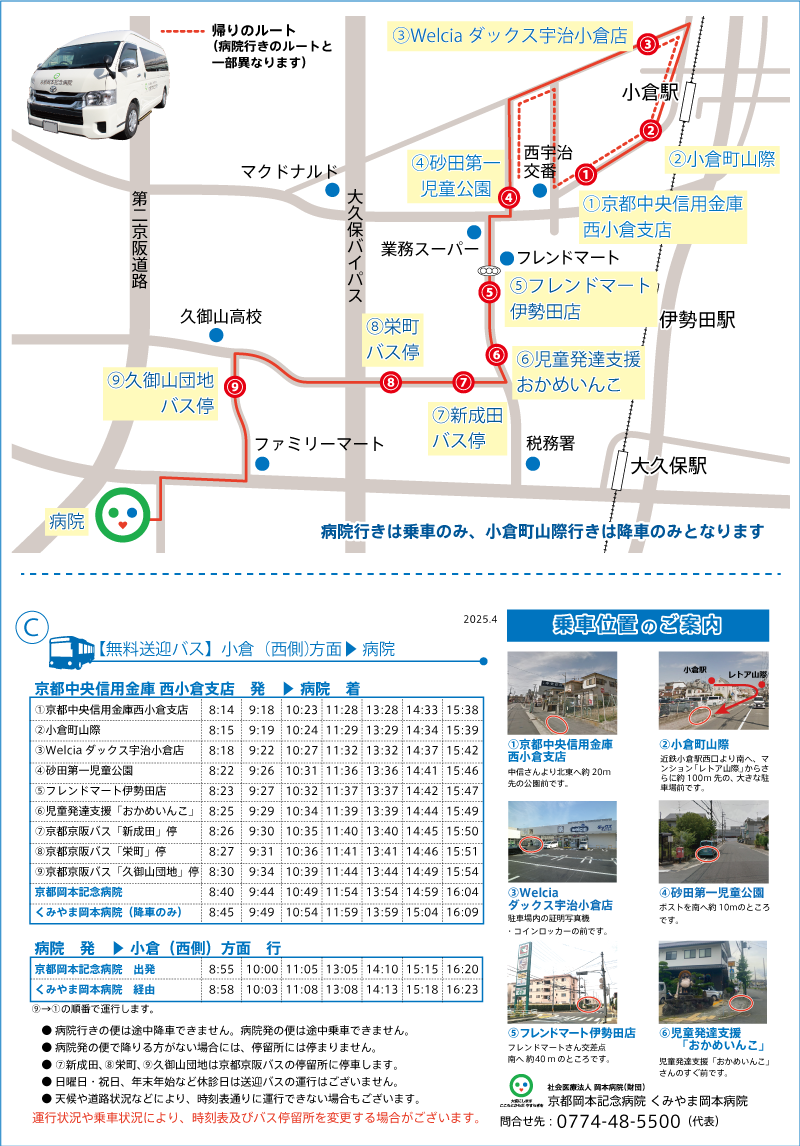 小倉町西側→京都岡本記念病院